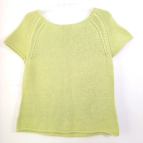 Talbots green cotton short sleeve pullover sweater - Picture 3 of 5